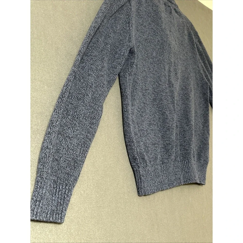 St Johns Bay Mens Blue Quarter Zip Fleece Long Sleeve Sweater 100% Cotton Size M